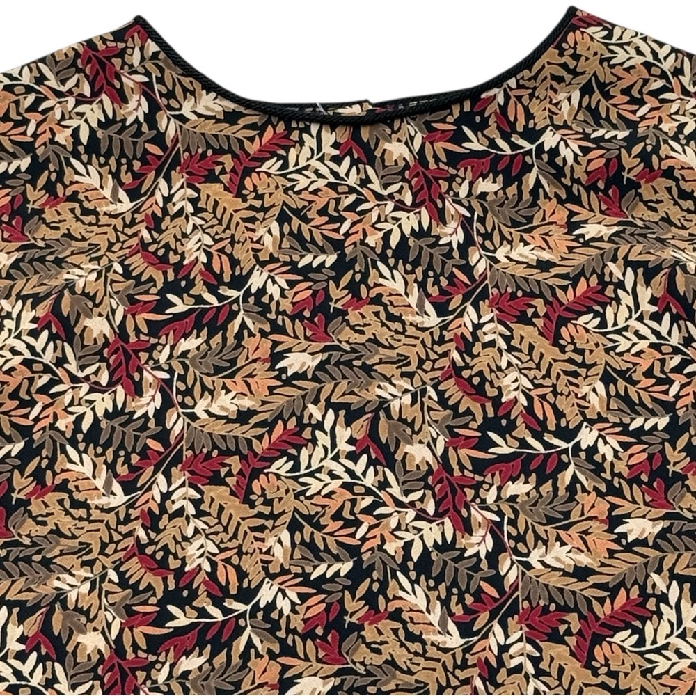 Angelica Vintage 1994 Rayon Blouse Leaf Print USA Made Black Women Sz 2 Career - Picture 8 of 10
